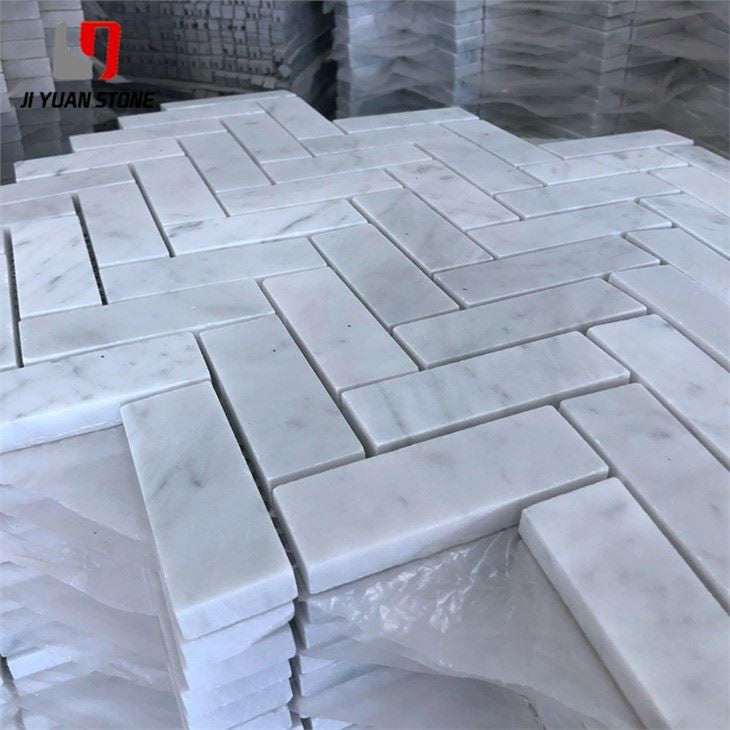 Herringbone Marble Mosaic Backsplash