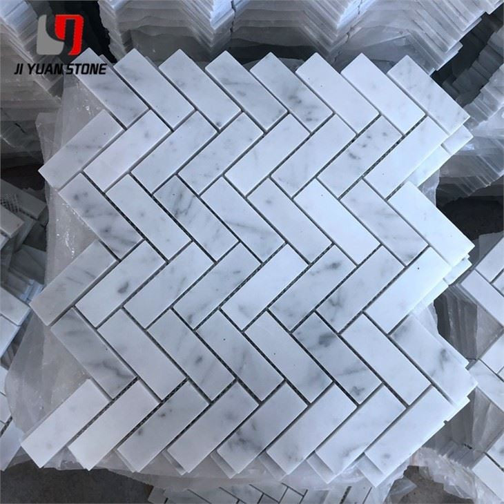 Herringbone Marble Mosaic Backsplash