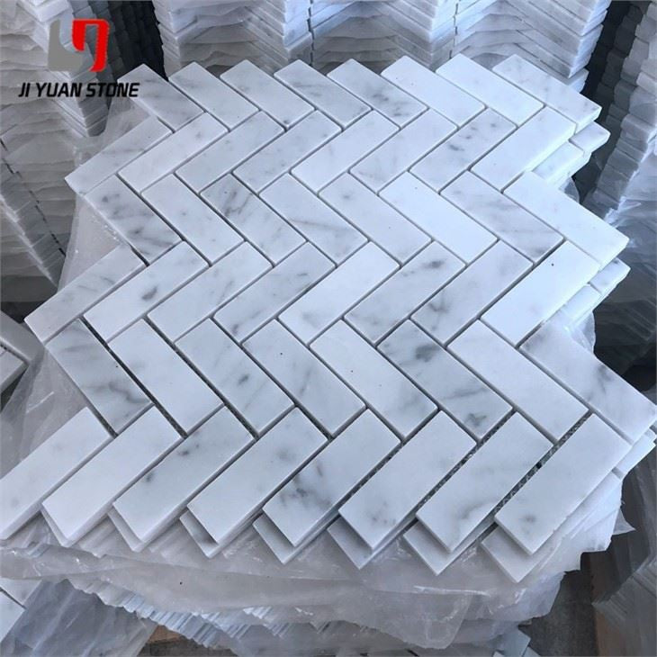 Herringbone Marble Mosaic Backsplash