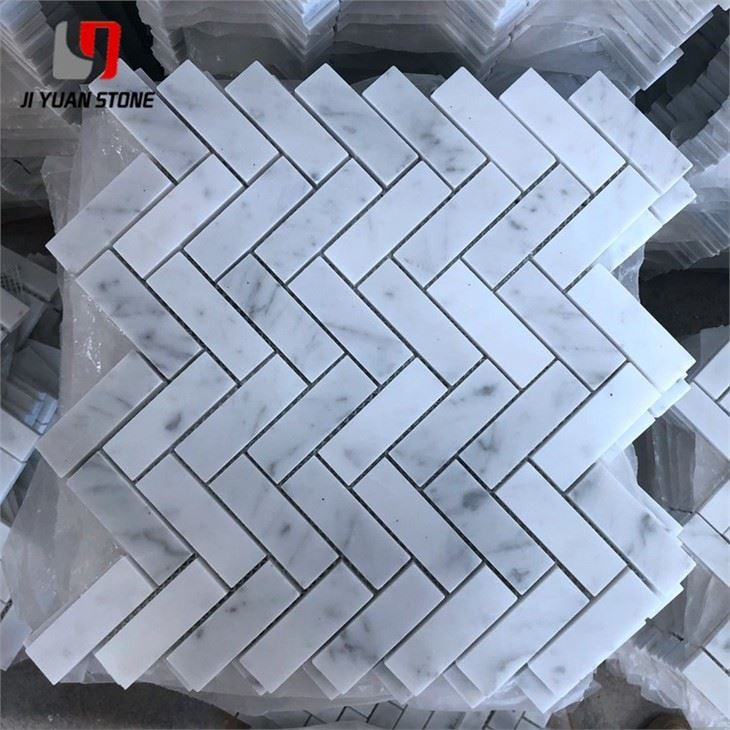 Herringbone Marble Mosaic Backsplash
