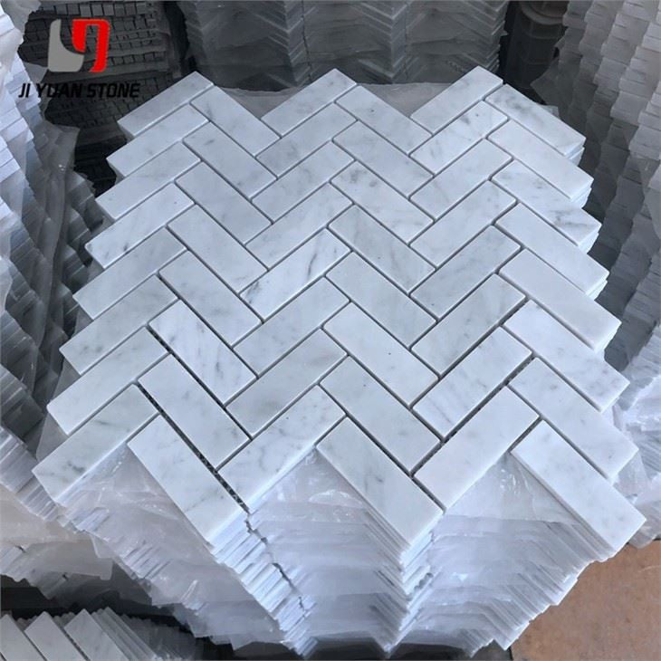 Herringbone Marble Mosaic Backsplash