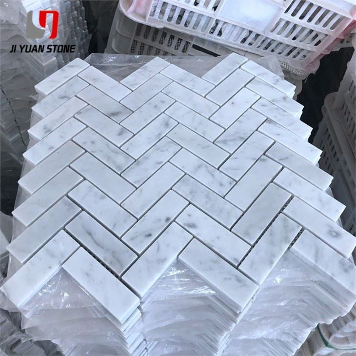 Herringbone Marble Mosaic Backsplash