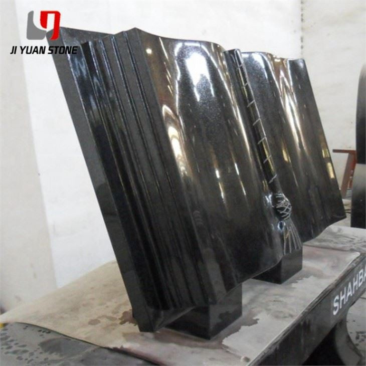 Honed Black Granite Headstone