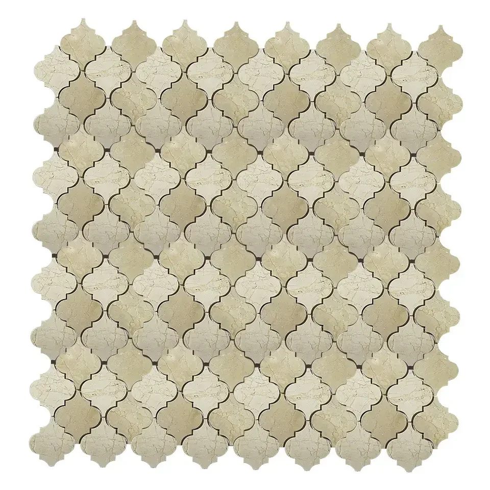 Crema Marfil small lantern mosaic sheet in mixed beige tones